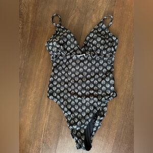 Old Navy Black Floral One Piece Swimsuit